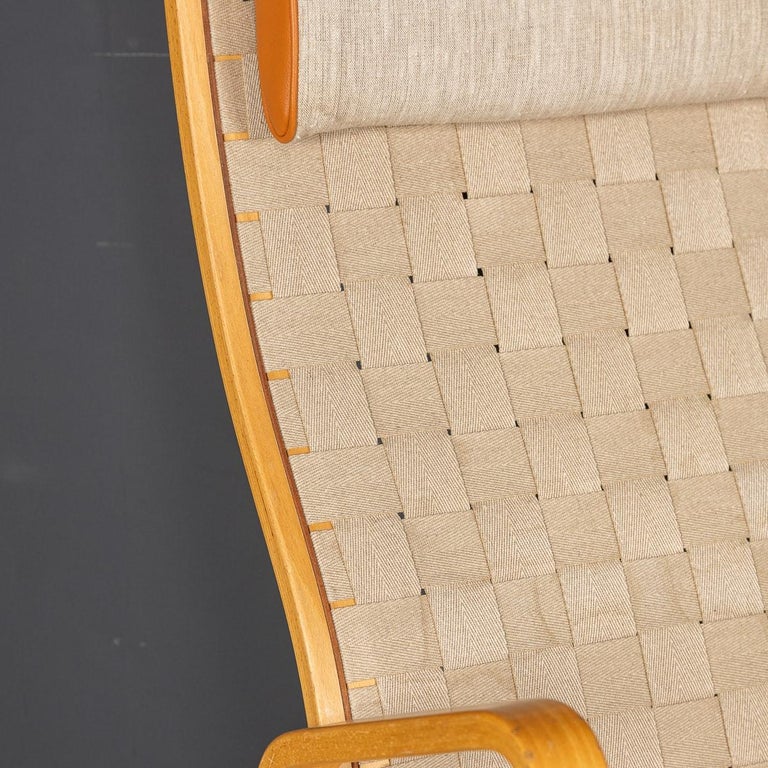 20thC Danish Beech Framed Chairs and Ottoman, Bruno Mathsson Eva, C.197 ...