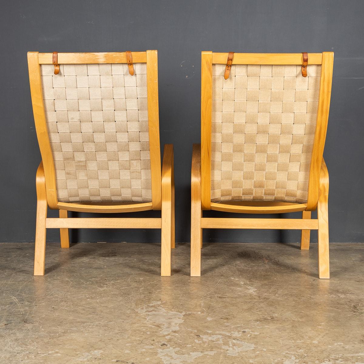 20th Century 20thC Danish Beech Framed Chairs & Ottoman, Bruno Mathsson Eva, C.197 For Sale