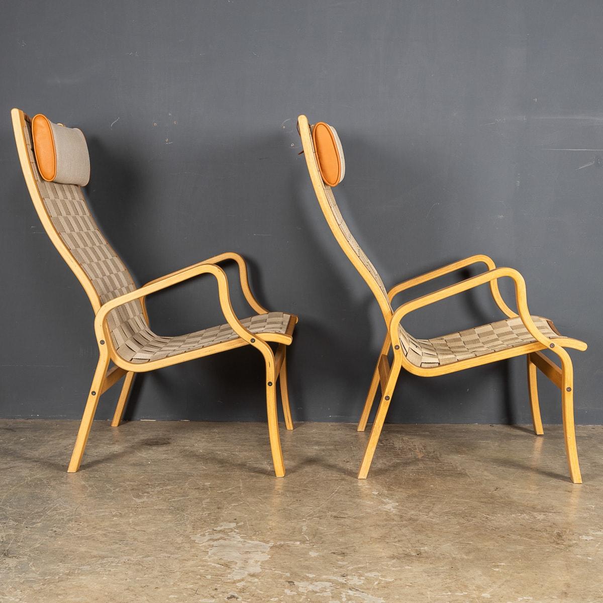 20thC Danish Beech Framed Chairs & Ottoman, Bruno Mathsson Eva, C.197 For Sale 1