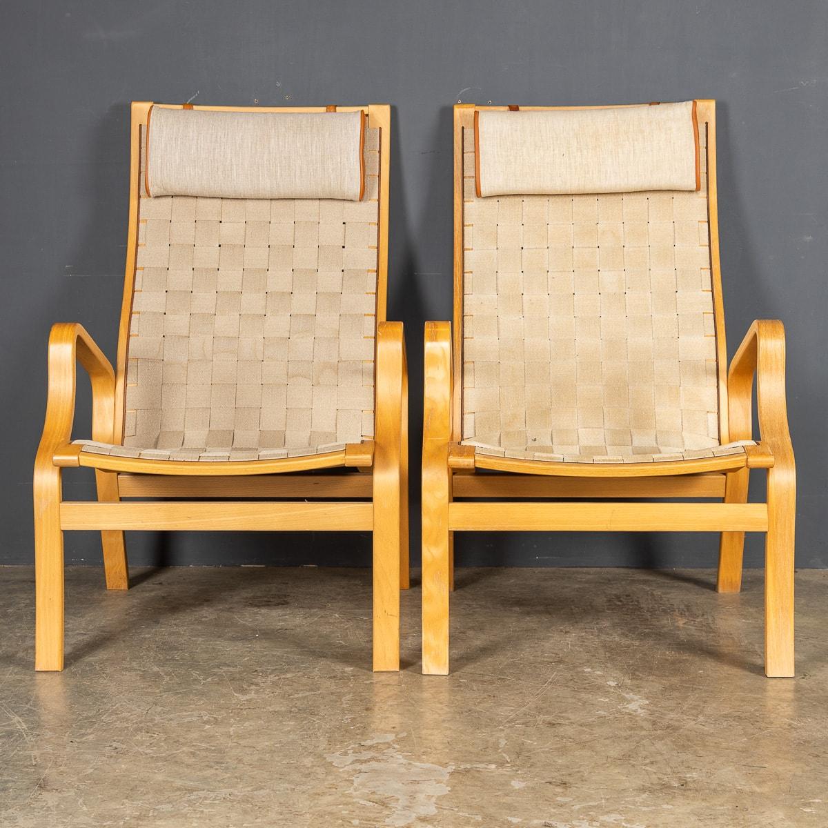 20thC Danish Beech Framed Chairs & Ottoman, Bruno Mathsson Eva, C.197 For Sale 2