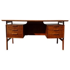 20th Century Danish Beechwood Writing Table, Desk by Bjarne & Gunni Omann