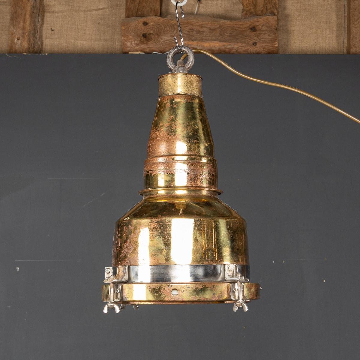 A fabulous brass light that once belonged to a Danish ship that circumnavigated the globe delivering cargo goods. Now, beautifully salvaged and restored to its former glory.

CONDITION
In Good Condition. (please refer to