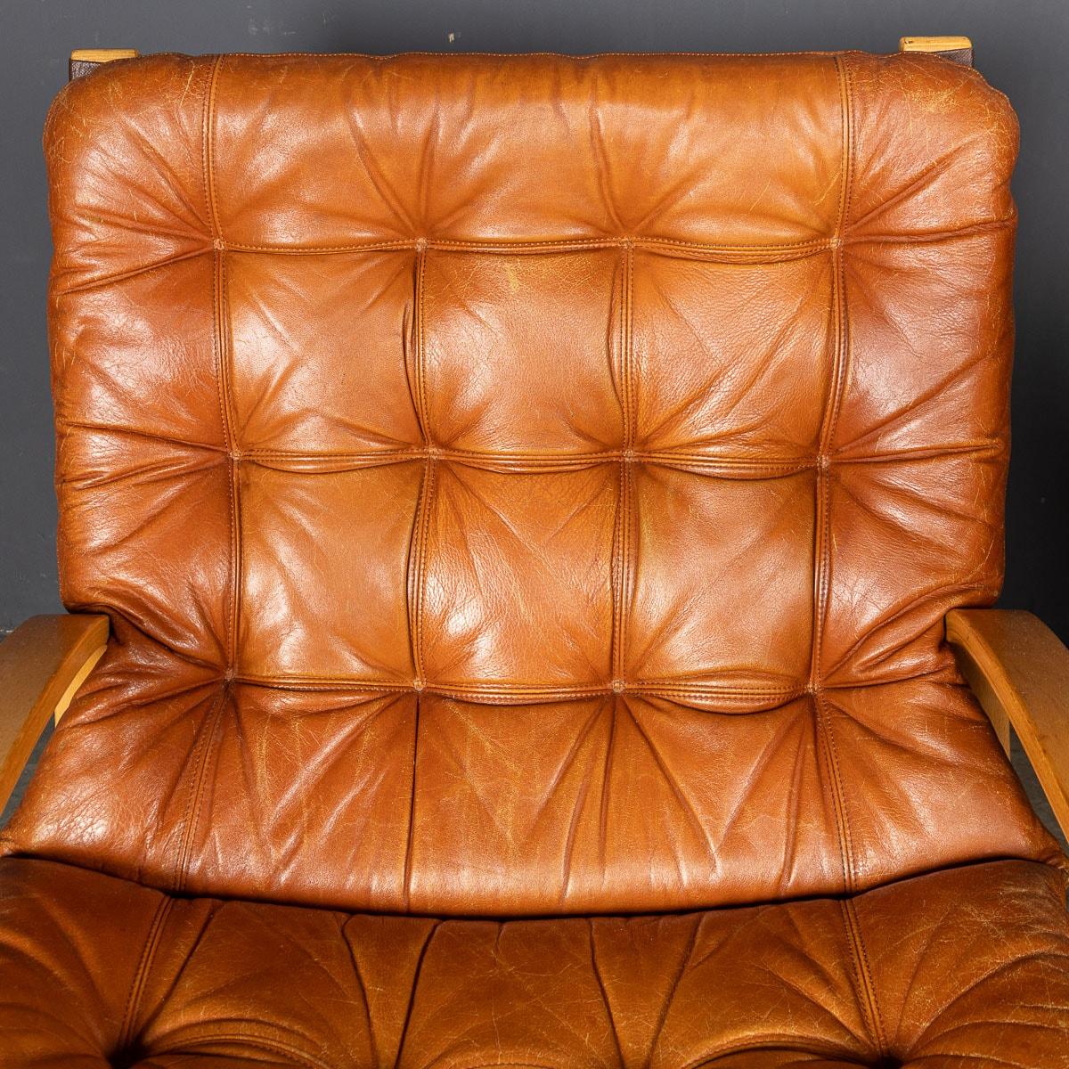 20th Century Danish Curved Beech Tan Leather Chairs By Farstrup Møbler, c.1970 11