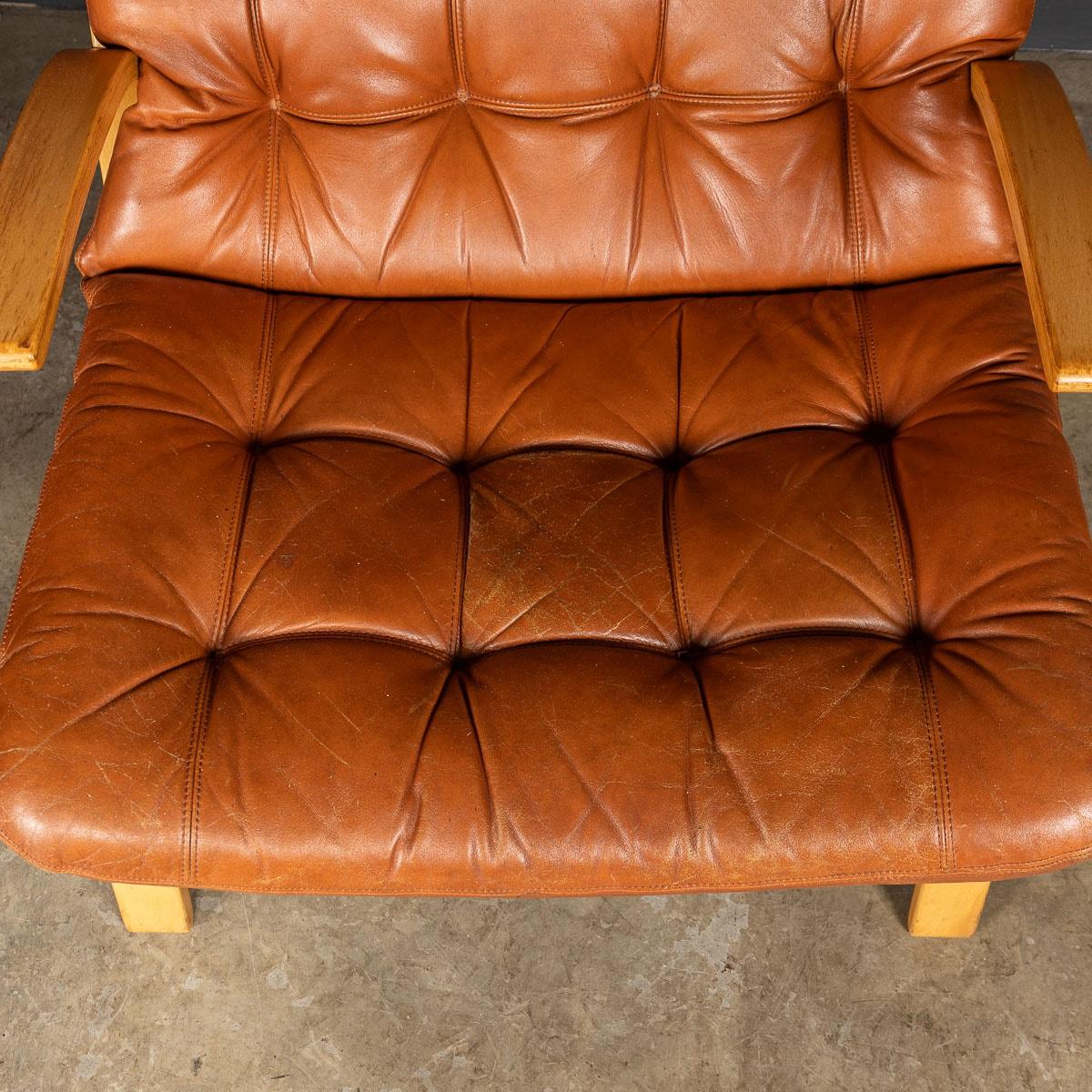 20th Century Danish Curved Beech Tan Leather Chairs By Farstrup Møbler, c.1970 12