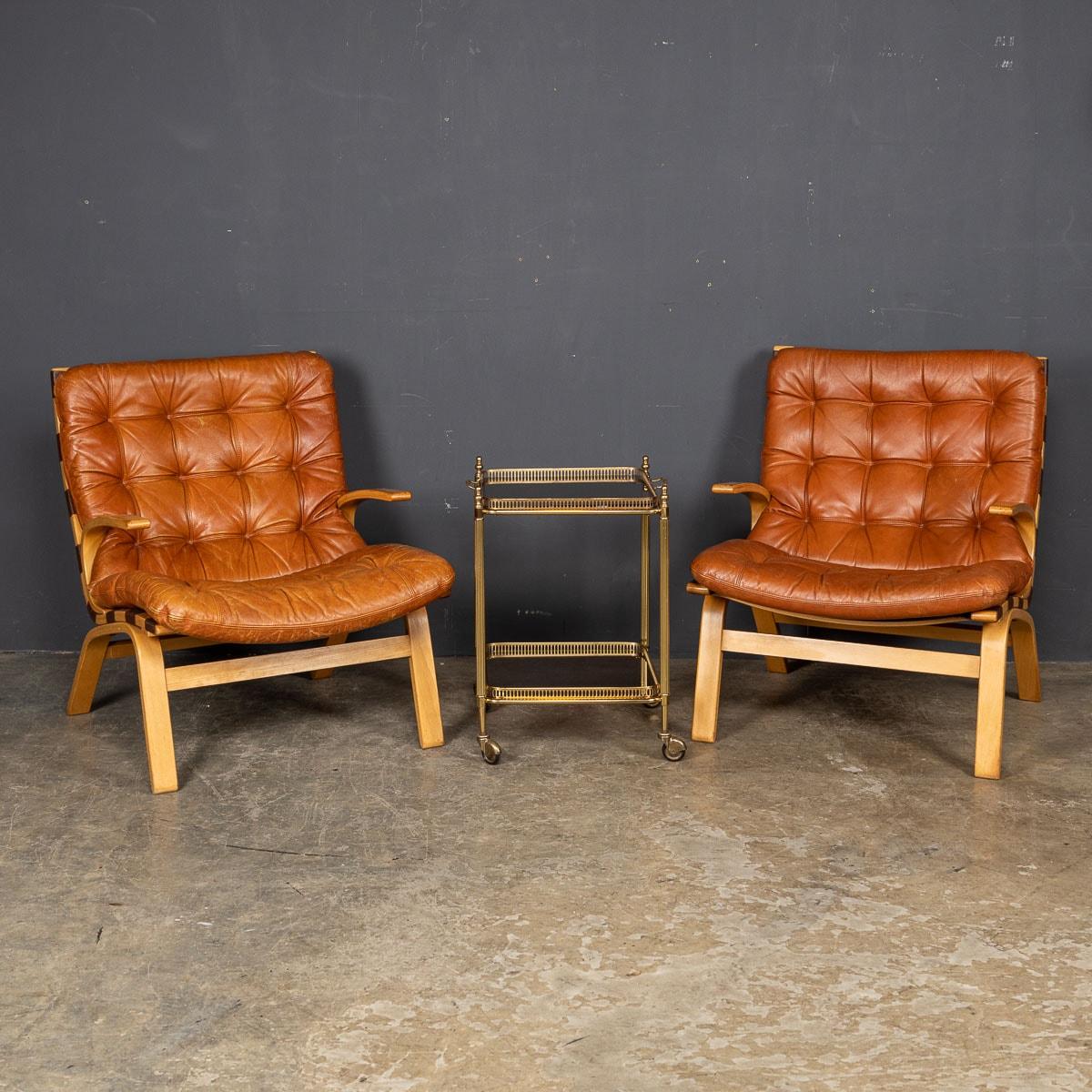 20th Century Danish Curved Beech Tan Leather Chairs By Farstrup Møbler, c.1970 In Good Condition In Royal Tunbridge Wells, Kent