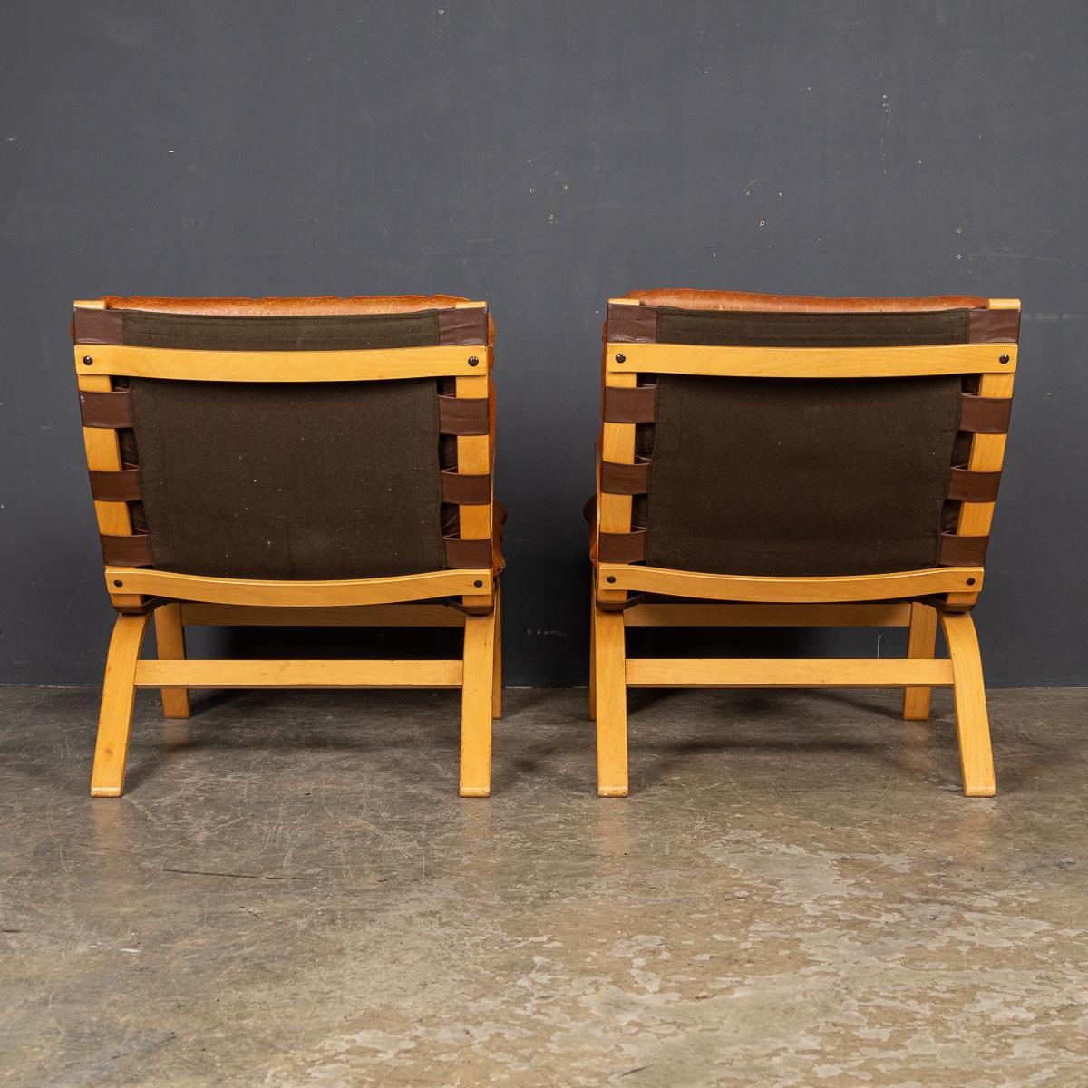 20th Century Danish Curved Beech Tan Leather Chairs By Farstrup Møbler, c.1970 3