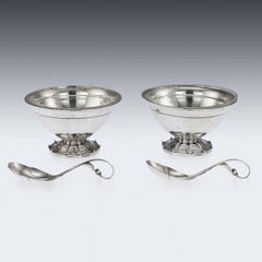 20th Century Danish Georg Jensen Silver Berry Bowls & Spoons, circa 1920