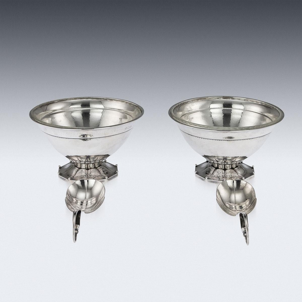 20th Century Danish Georg Jensen Silver Berry Bowls and Spoons, circa 1920 In Good Condition In Royal Tunbridge Wells, Kent