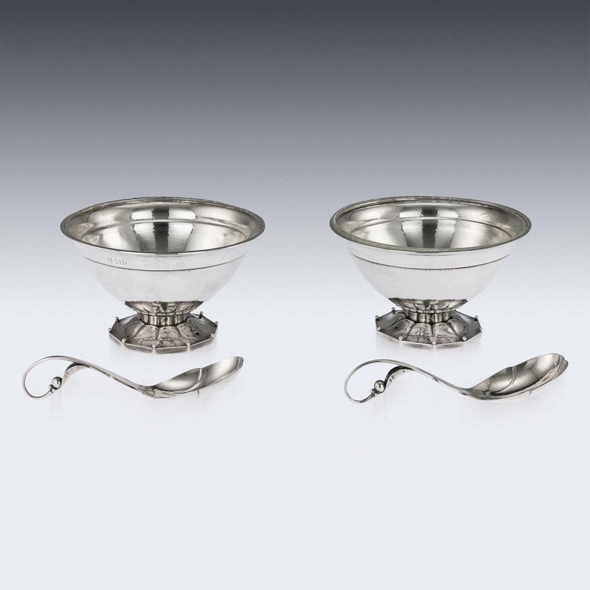 20th Century Danish Georg Jensen Silver Berry Bowls and Spoons, circa 1920 1