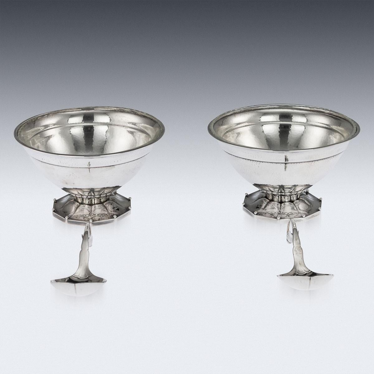 20th Century Danish Georg Jensen Silver Berry Bowls and Spoons, circa 1920 2