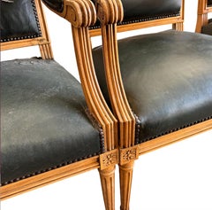 20th Century Danish Gustavian Set of Eight Bleached Birchwood Dining Armchairs