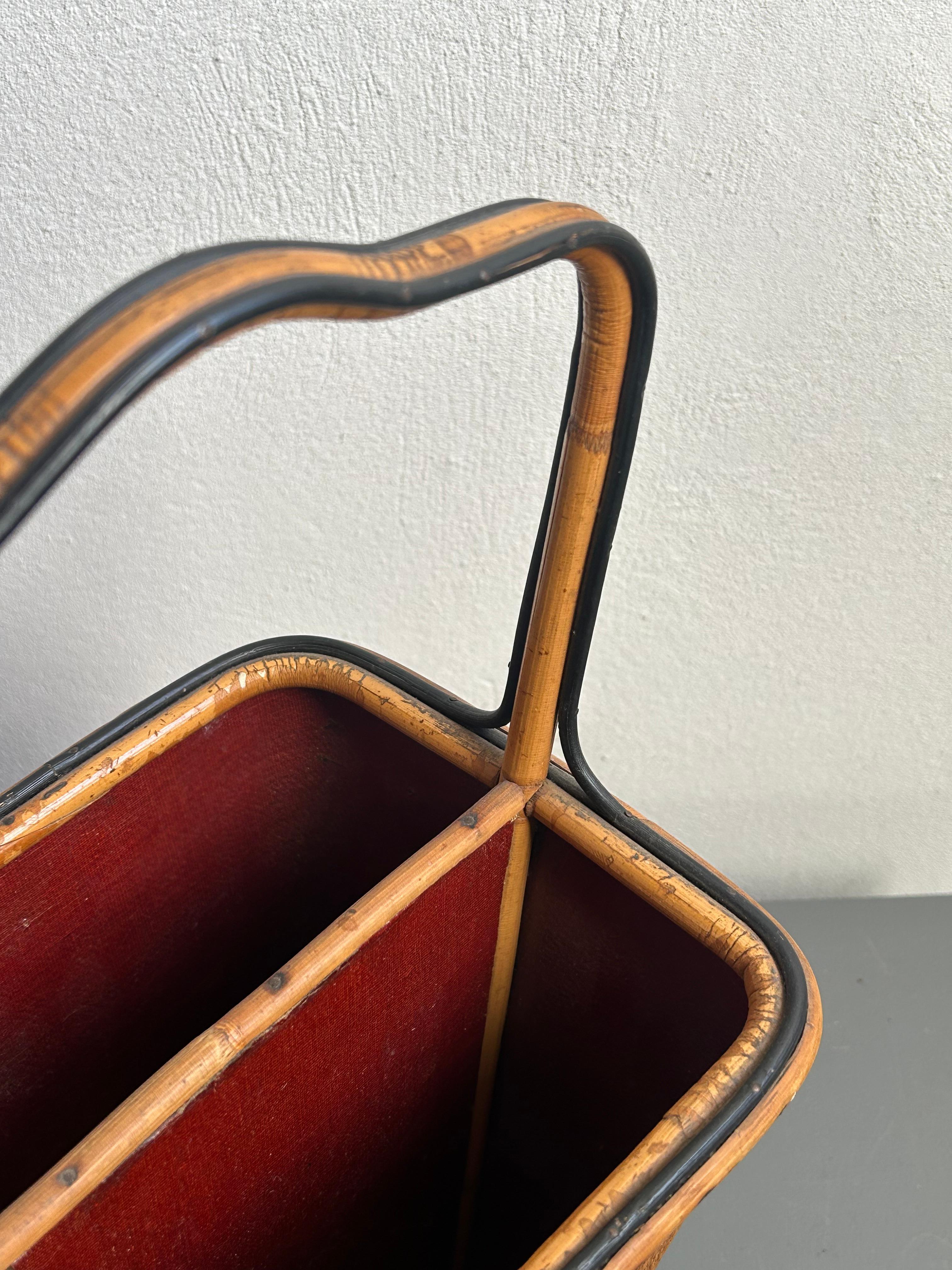 Charming Danish handwoven straw basket from the mid-20th century, showcasing the refined simplicity and functionality typical of Scandinavian craft traditions. The basket features a tapered, upright silhouette and is constructed from tightly woven
