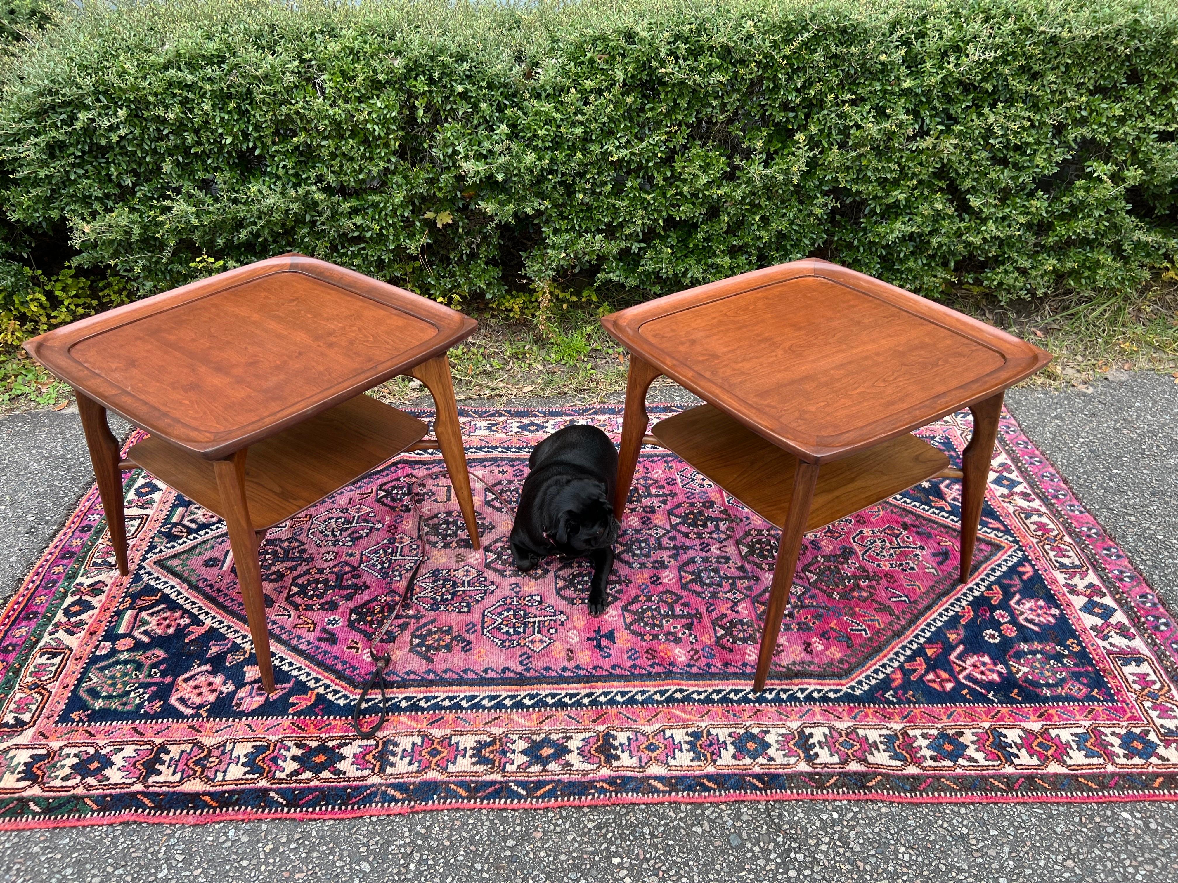 20th Century Danish Modern Walnut Sculptural Square End Tables - a Pair For Sale 3