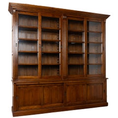 20th Century Danish Oak Bookcase with Sliding Glass Doors