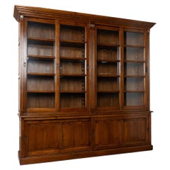 20th Century Danish Oak Bookcase with Sliding Glass Doors