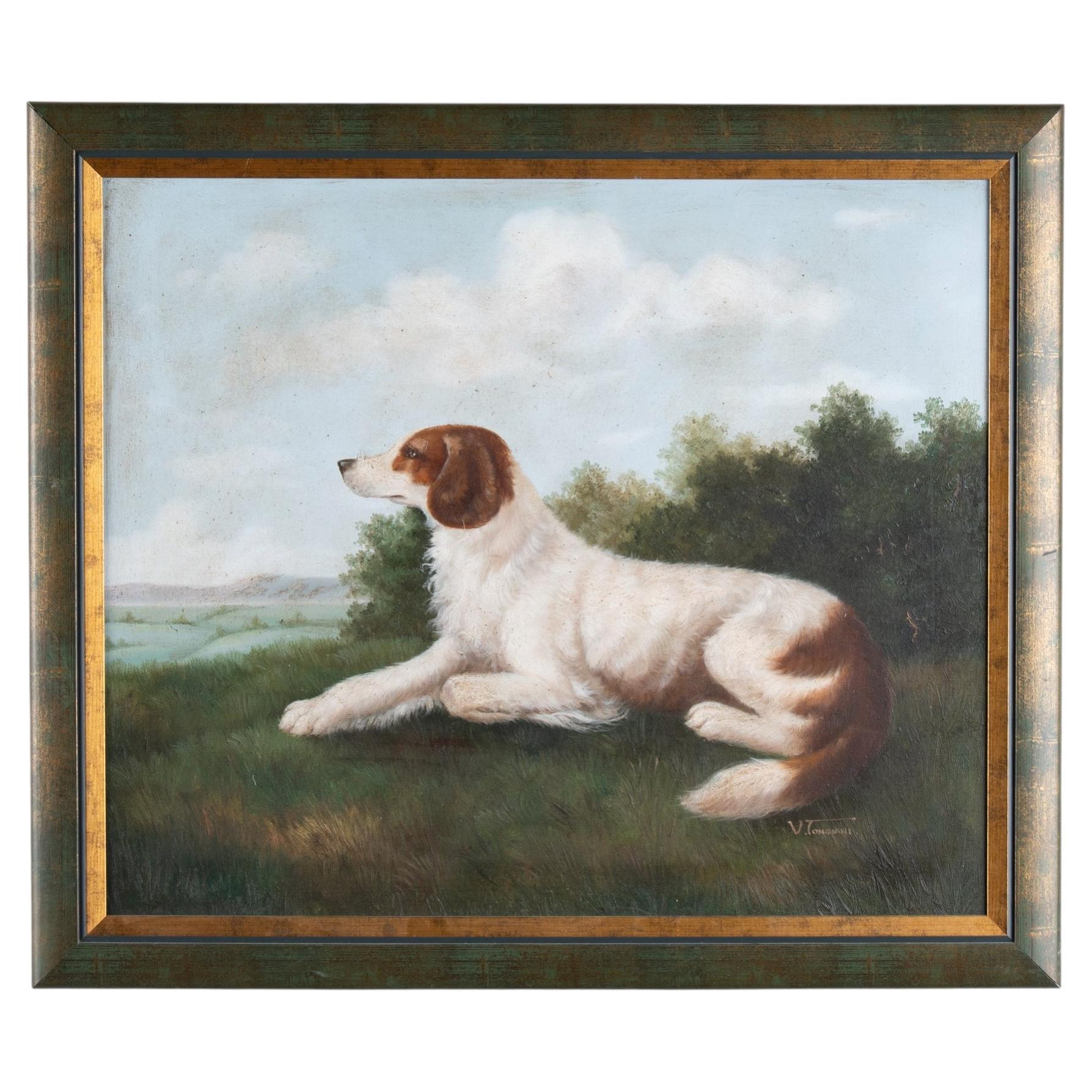 20th Century Danish Original Oil on Canvas Painting of Dog, Signed