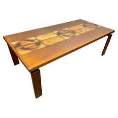 20. Jahrhundert Dänischer Ox Art Kachel & Teak Couchtisch by Trioh