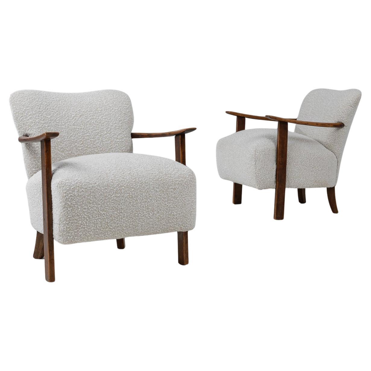 20th Century Danish Pair Of Upholstered Armchairs