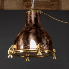 20th Century Danish Polished Brass Cargo Ship Light