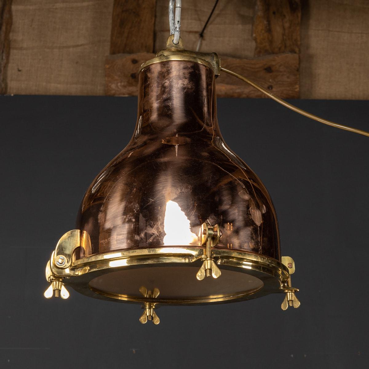20th Century Danish Polished Brass Cargo Ship Light In Good Condition For Sale In Royal Tunbridge Wells, Kent