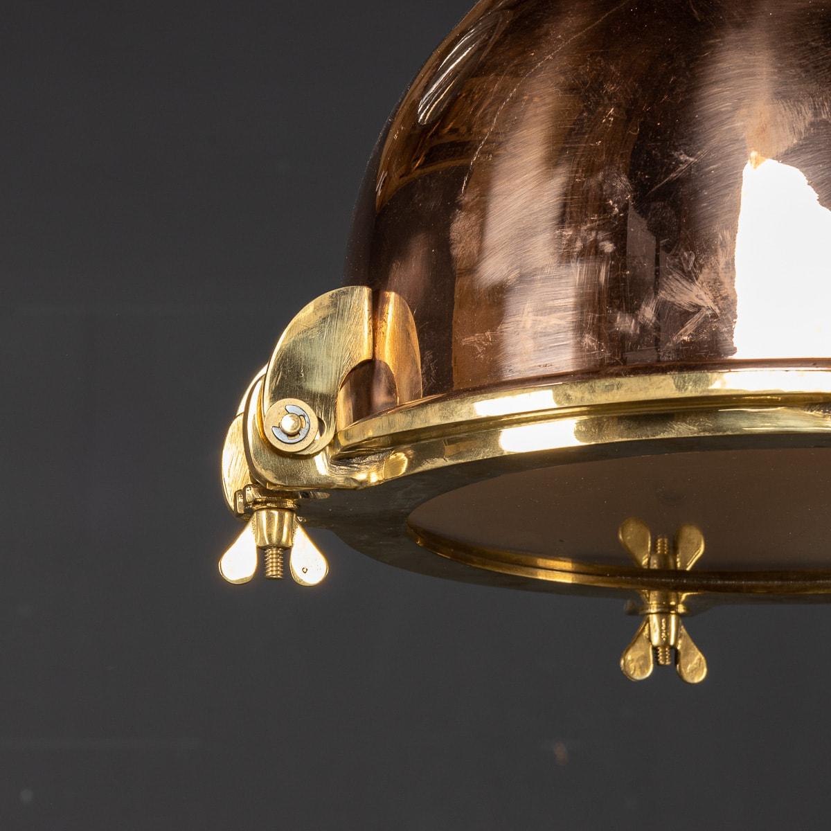 20th Century Danish Polished Brass Cargo Ship Light For Sale 3
