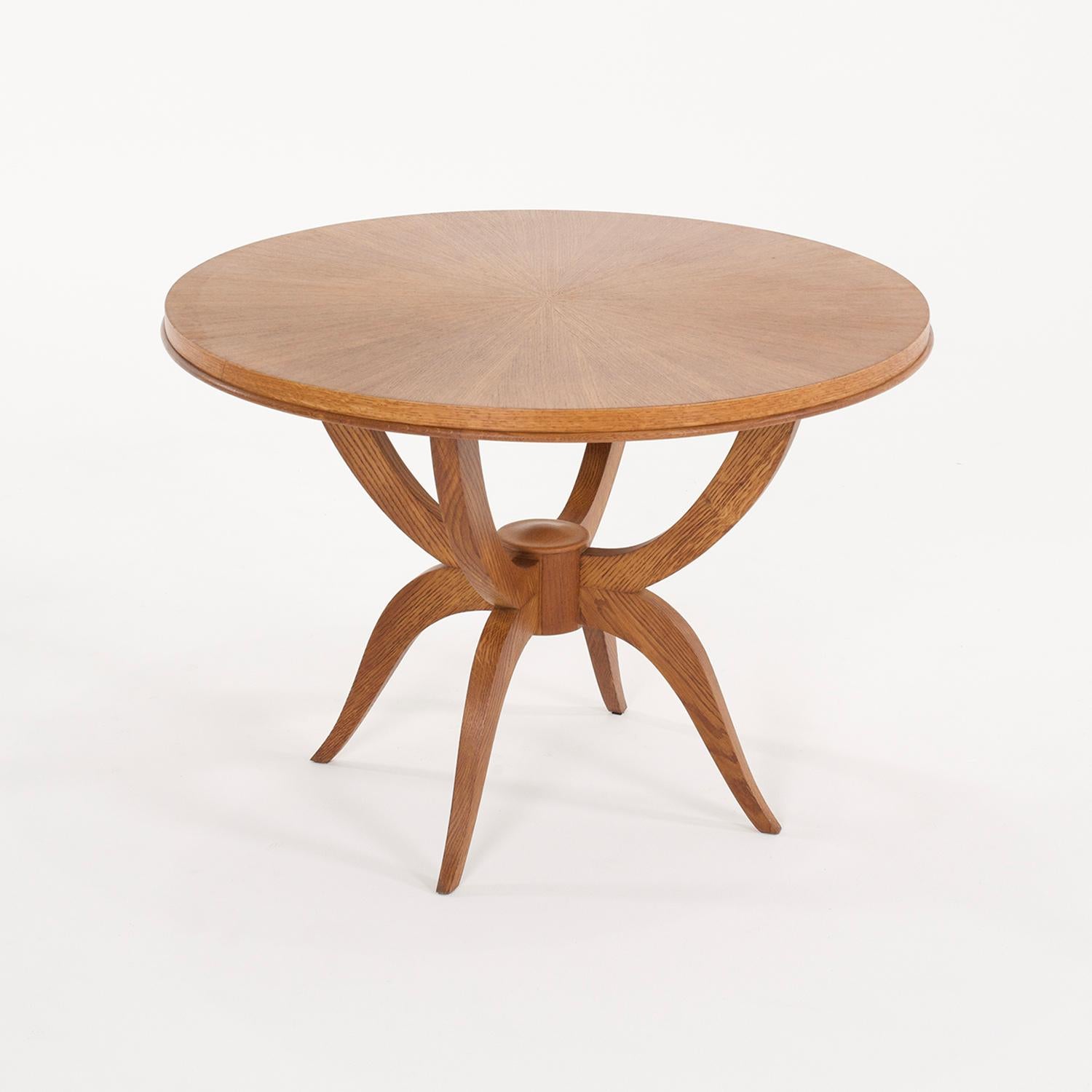 20th Century Danish Round Mid-Century Modern Vintage Oakwood Sofa Table For Sale 1