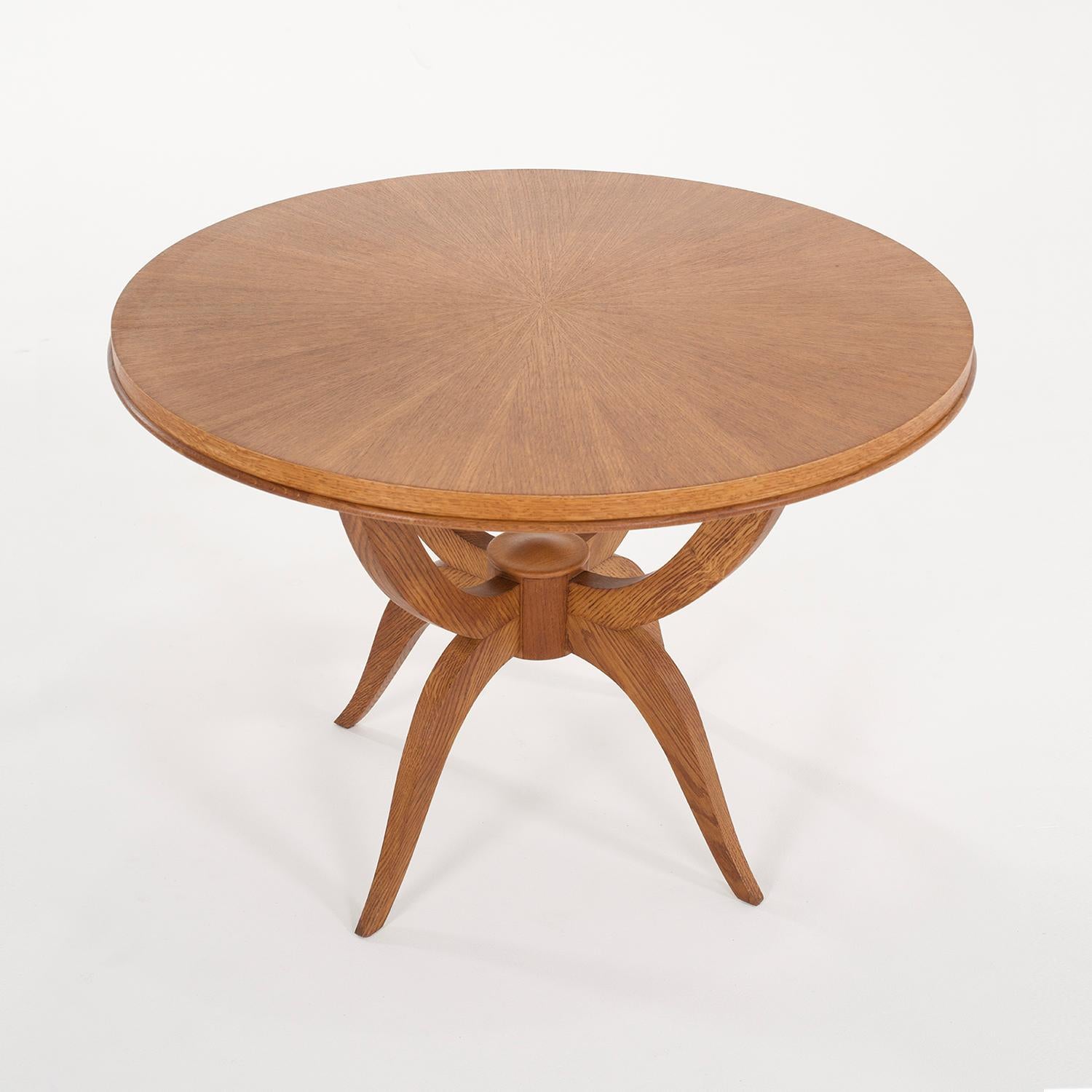 20th Century Danish Round Mid-Century Modern Vintage Oakwood Sofa Table For Sale 2