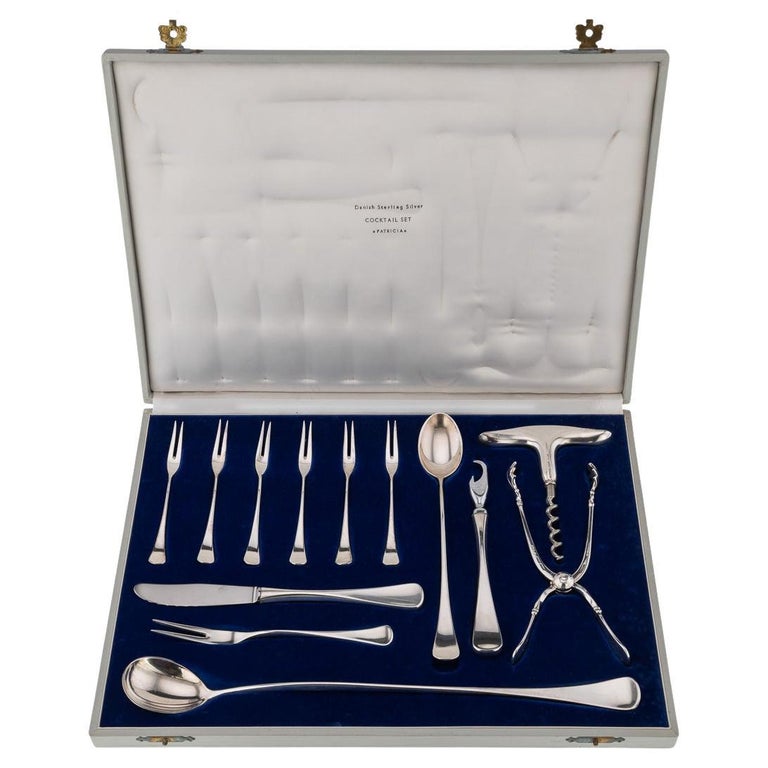 20th Century Danish Solid Silver Bar Cutlery Set, W&S Sorensen, circa