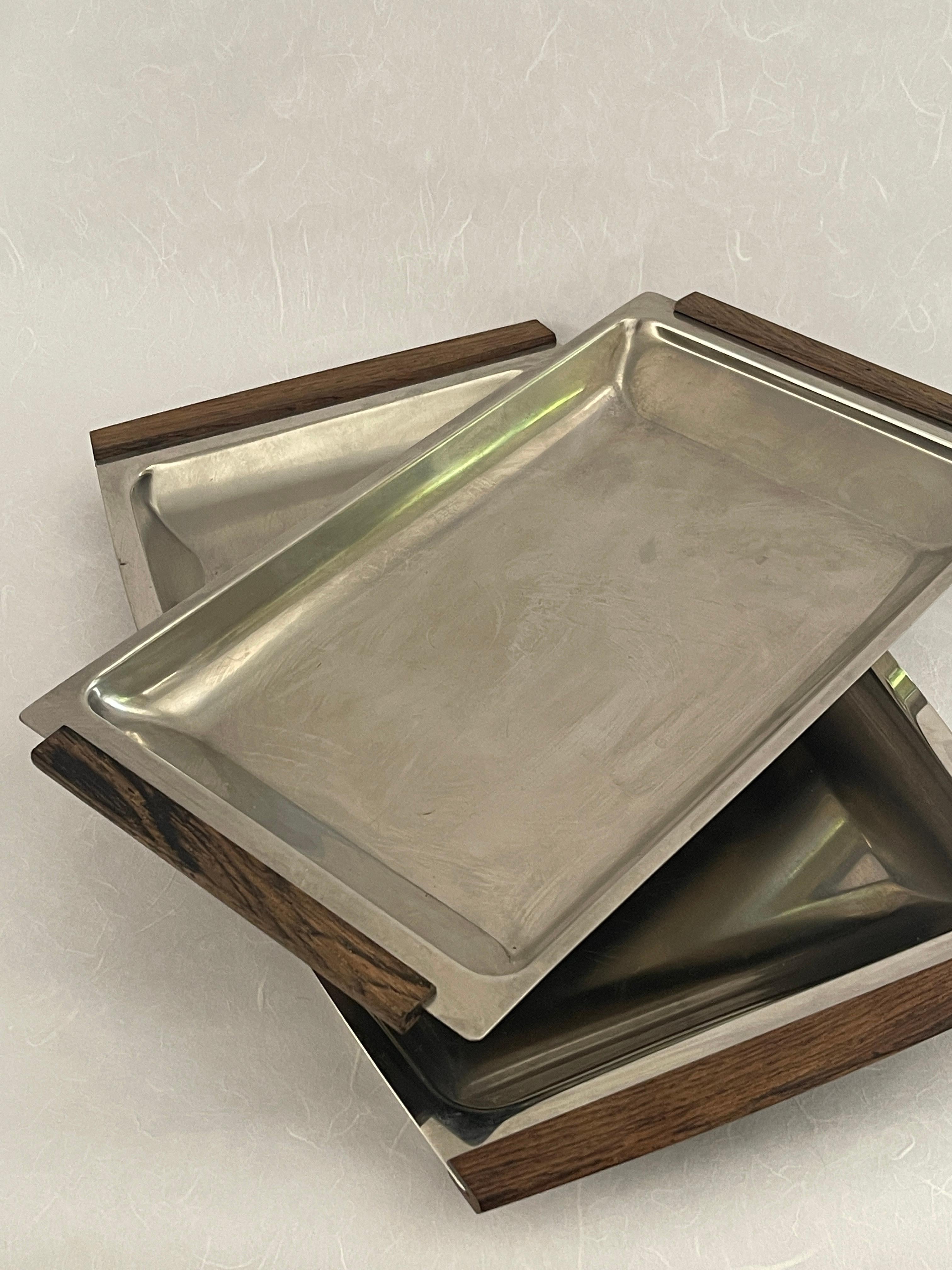 20th Century Danish Stainless Steel Serving Trays In Good Condition For Sale In Miami, FL