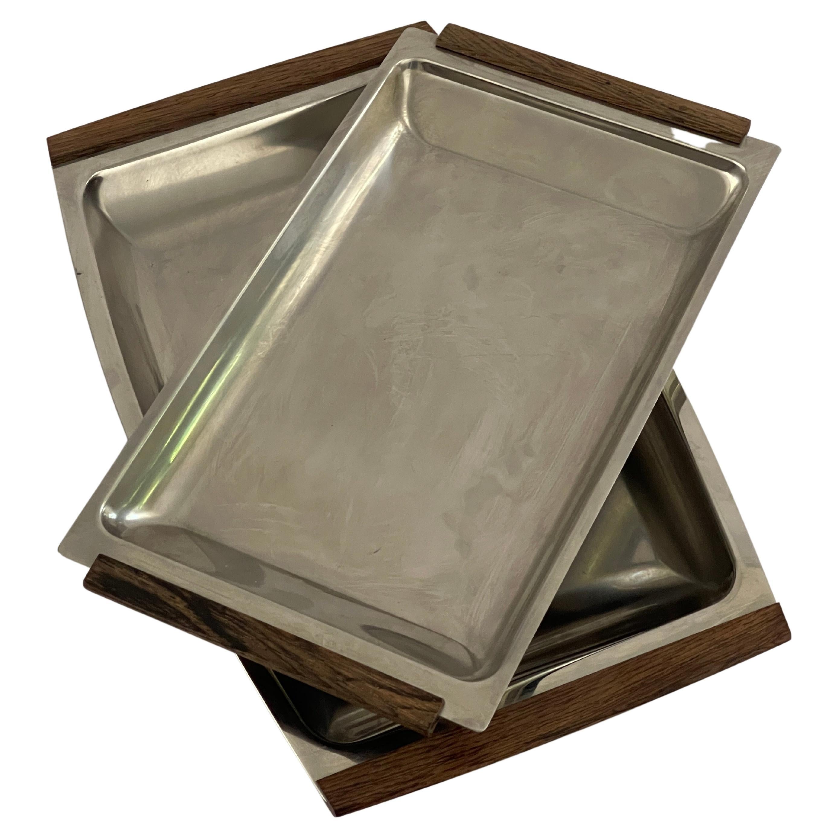 20th Century Danish Stainless Steel Serving Trays