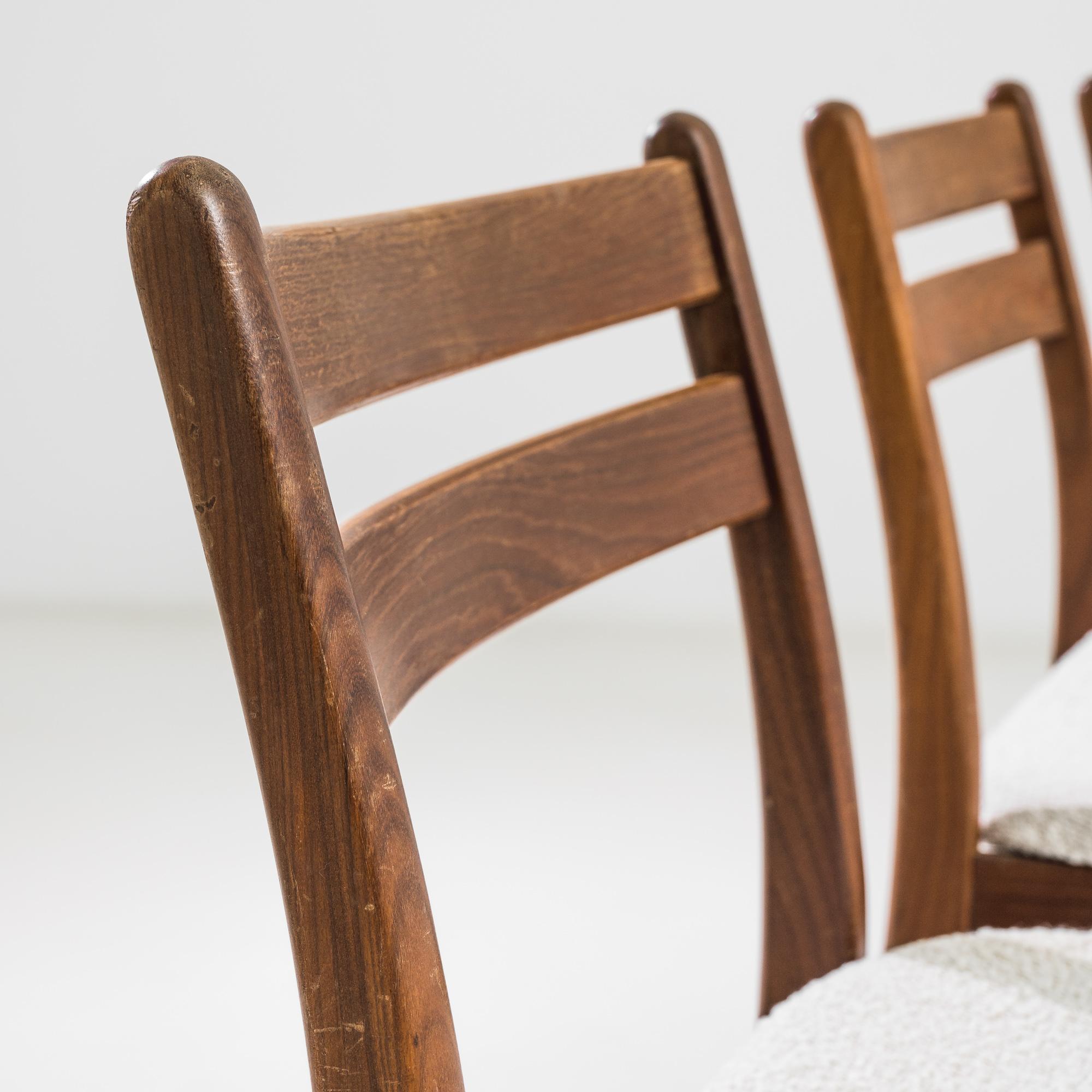 Danese Sedie danesi in teak del XX secolo con sedute imbottite, set di 4 pezzi