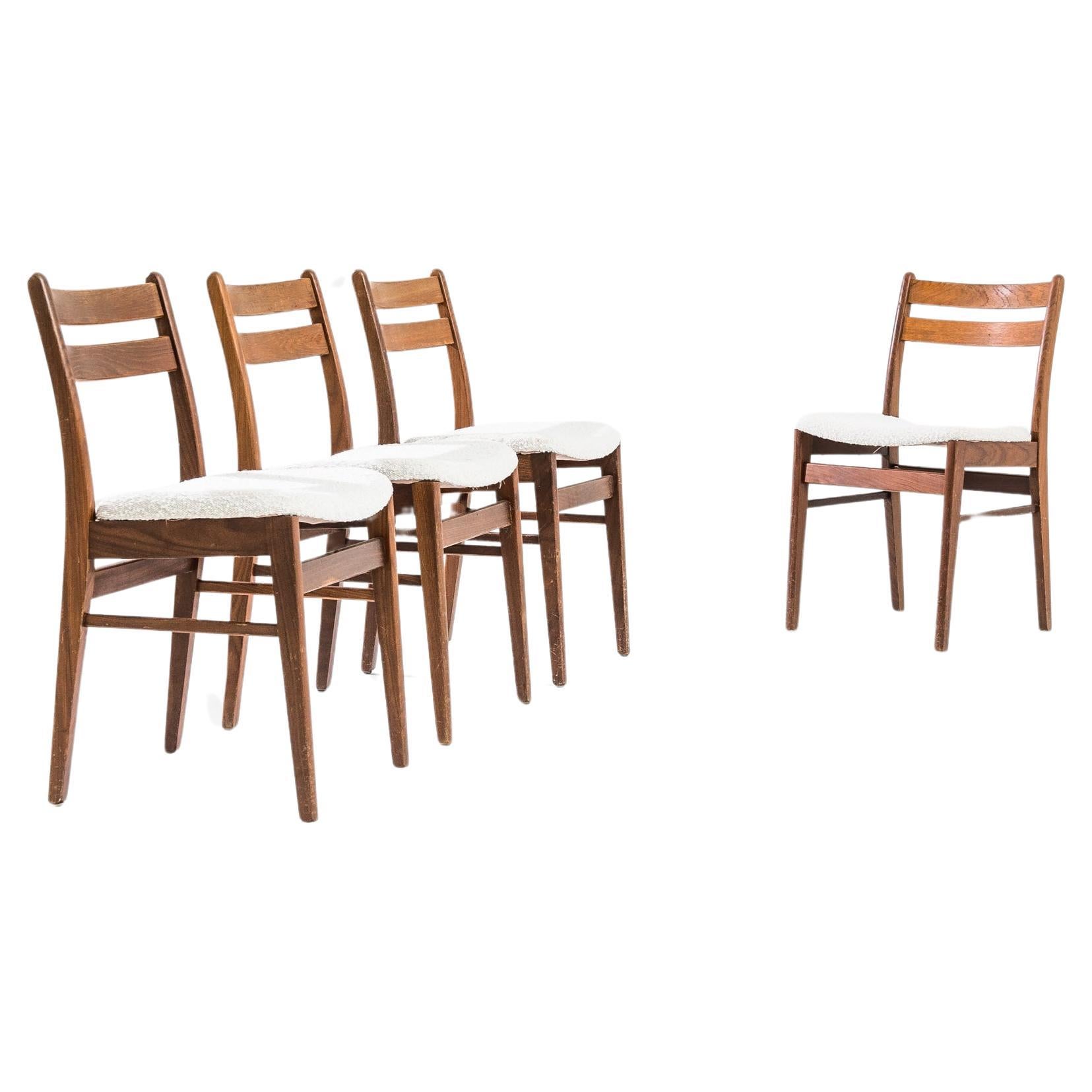 Sedie danesi in teak del XX secolo con sedute imbottite, set di 4 pezzi