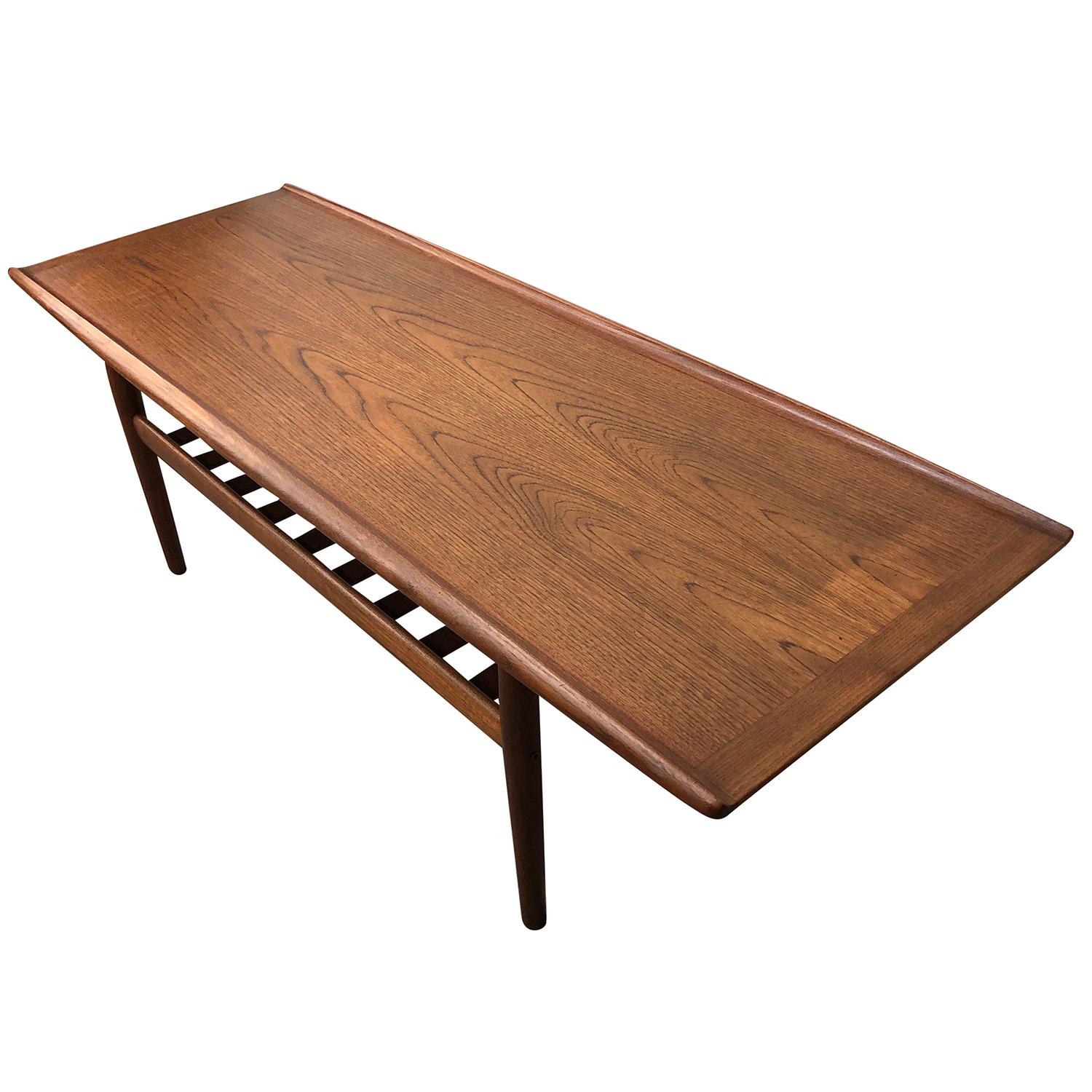 Hand-Carved 20th Century Danish Vintage Teak Coffee Table by Hans J. Wegner & Andreas Tuck For Sale