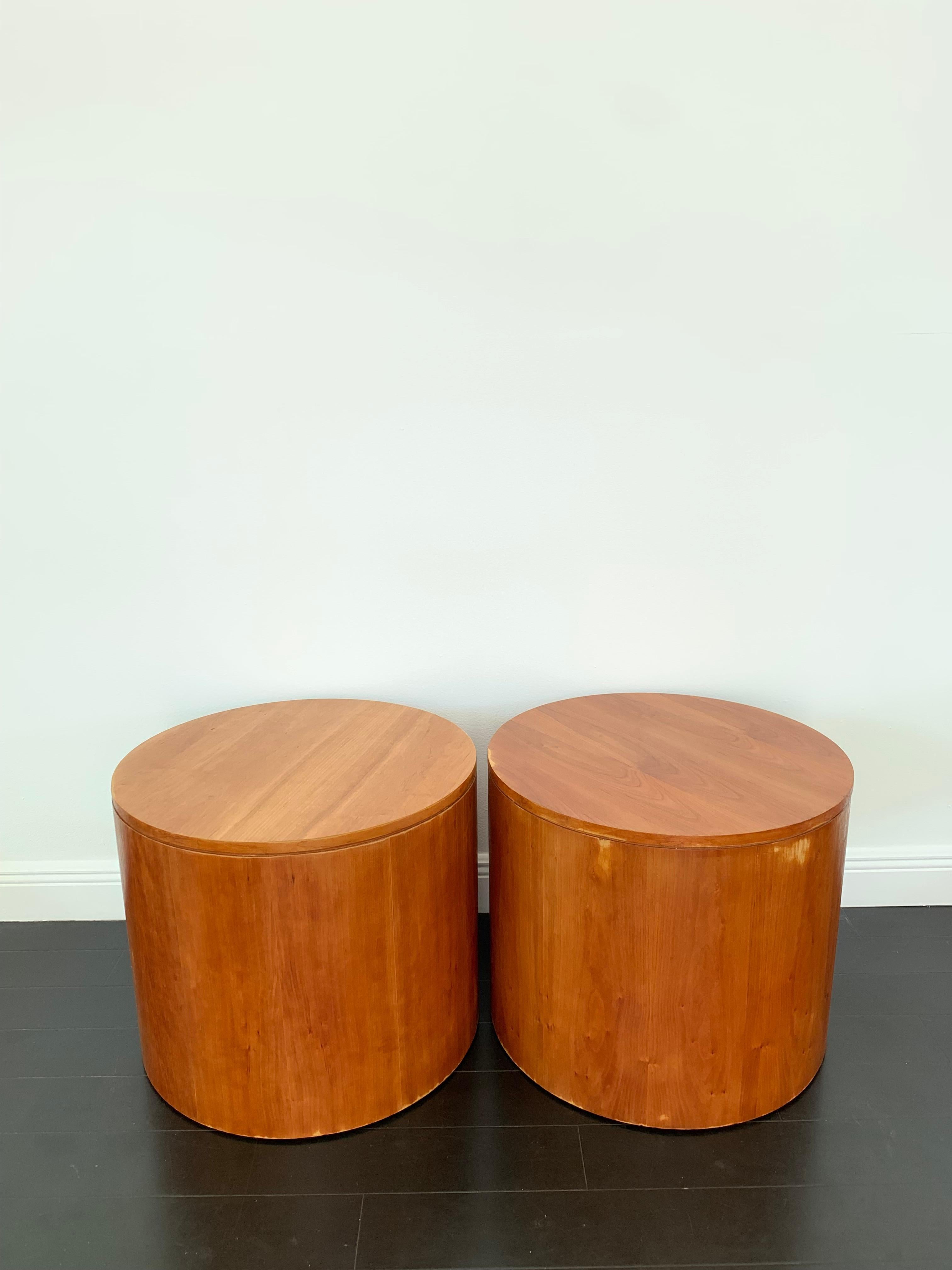 Hand-Crafted 20th Century Danish Teak Cylinder End Tables For Sale