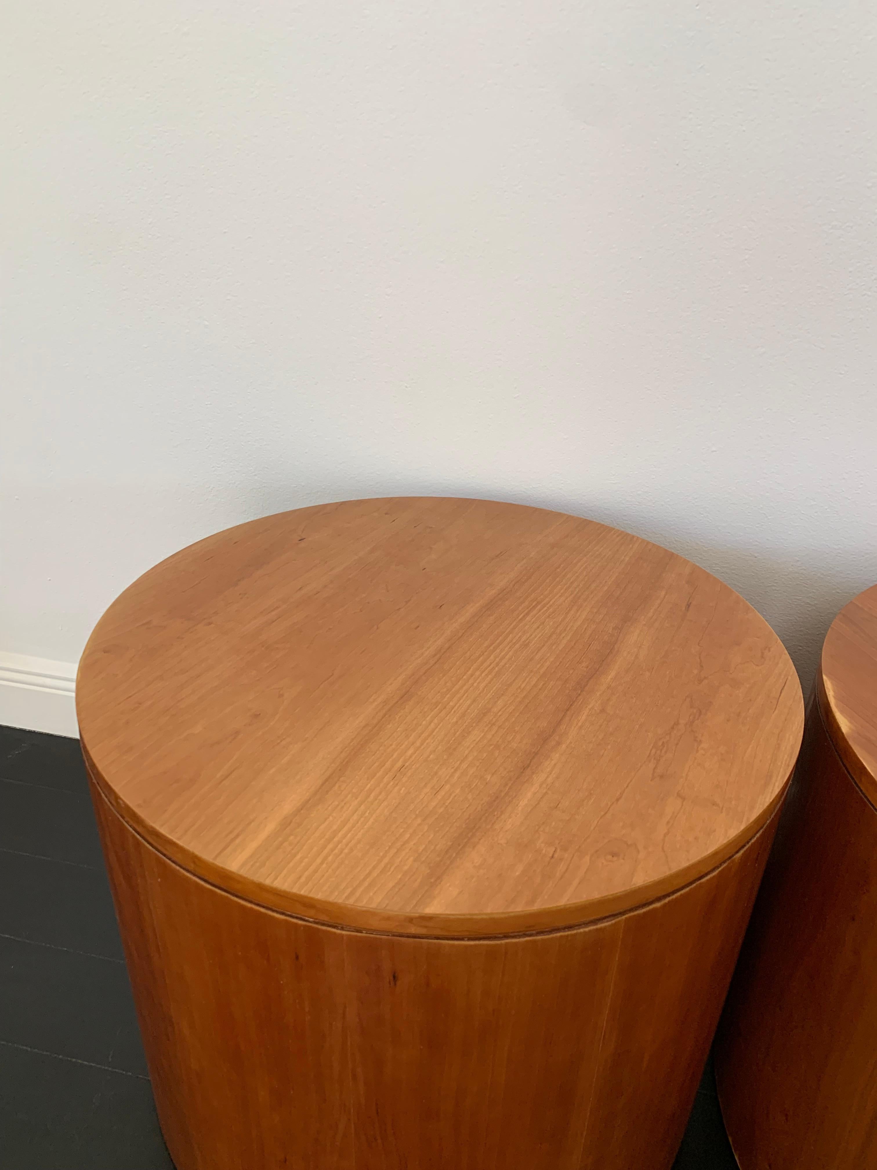 20th Century Danish Teak Cylinder End Tables In Good Condition For Sale In Miami, FL
