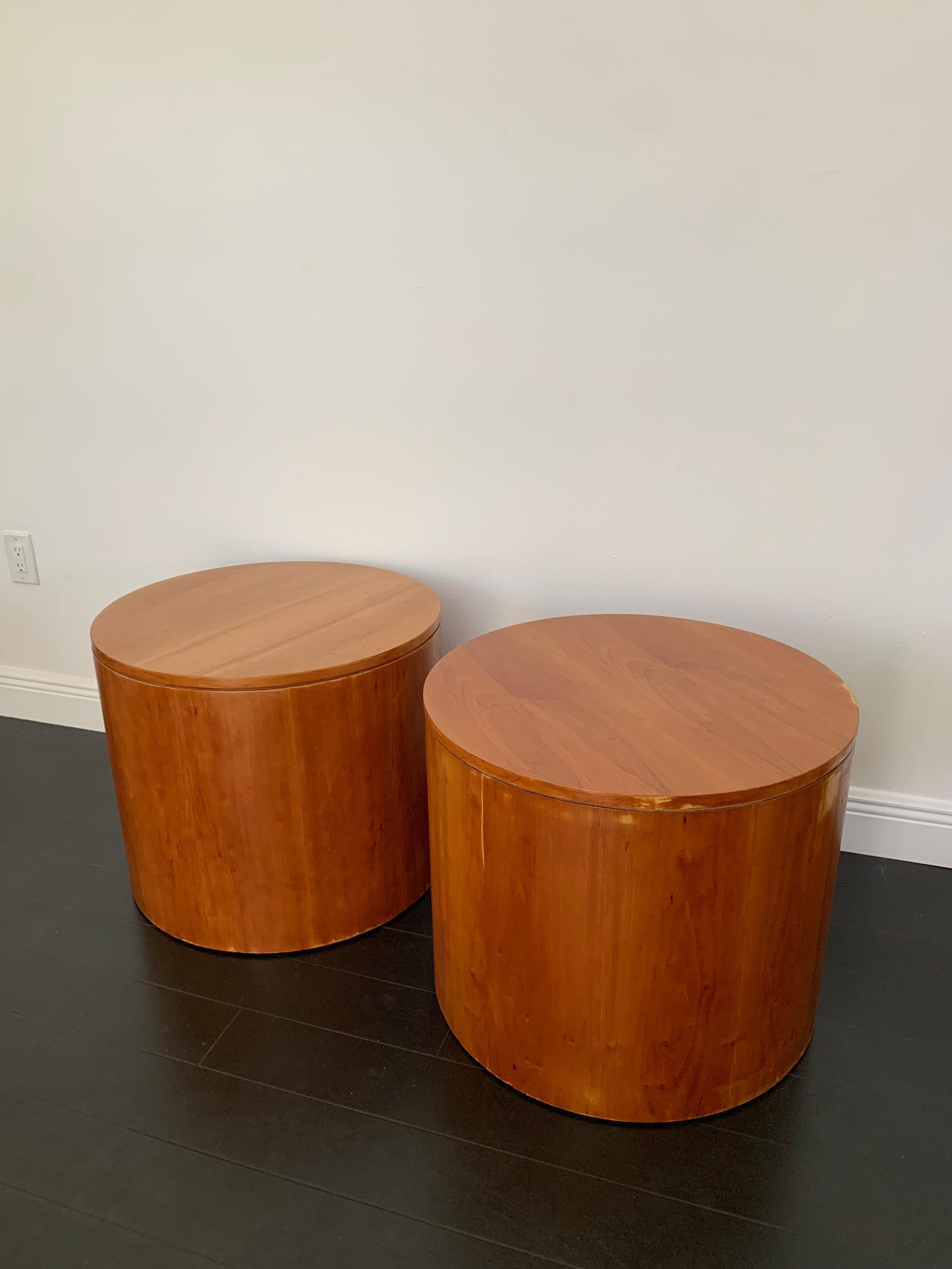 Wood 20th Century Danish Teak Cylinder End Tables For Sale