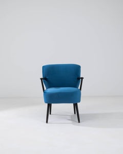Fauteuil tapissé bleu danois, Mid-Century Design, 20e siècle