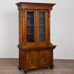 20th Century Danish Walnut Bookcase with Glass Upper Doors