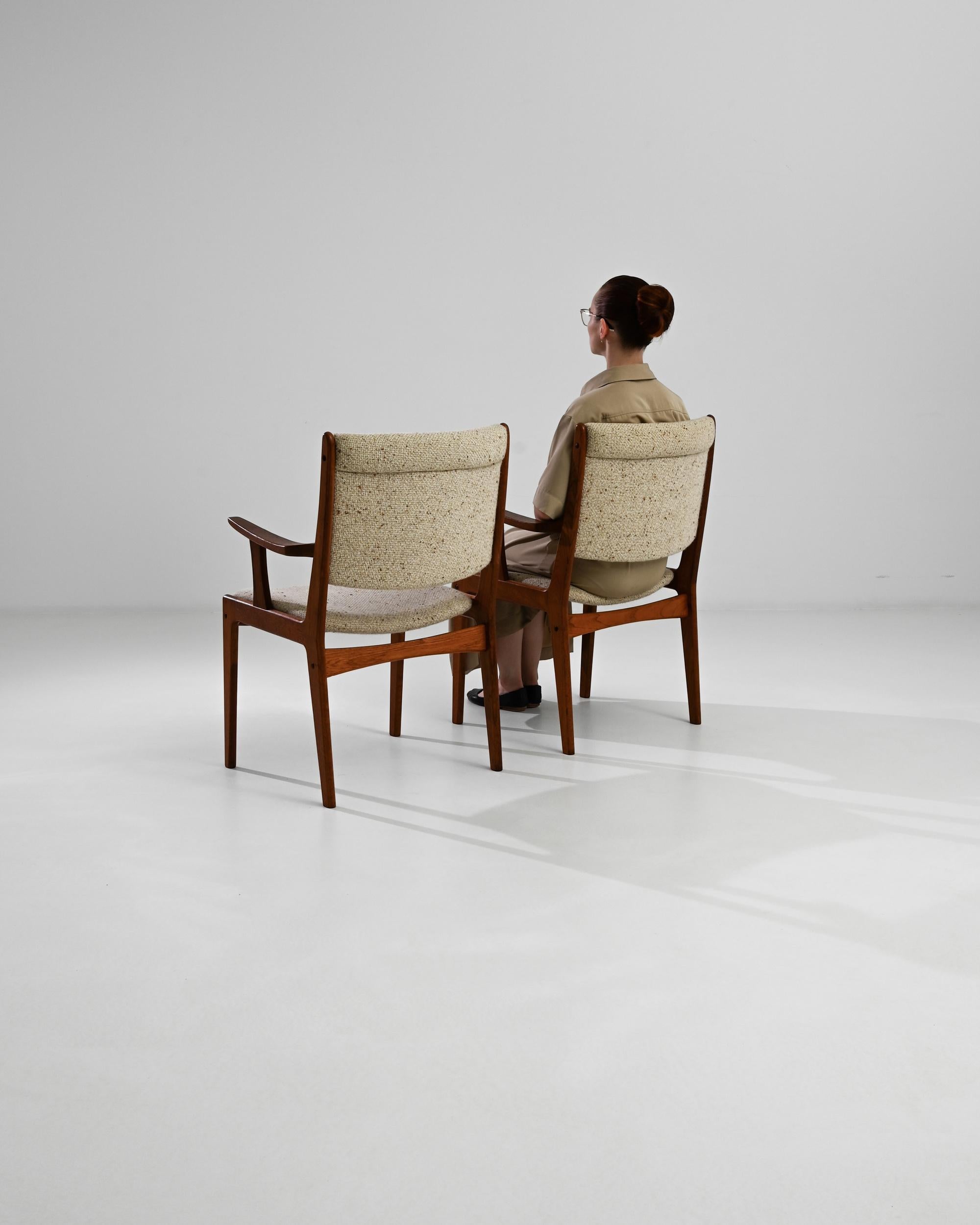 Upholstery 20th Century Danish Wooden Armchairs, a Pair For Sale
