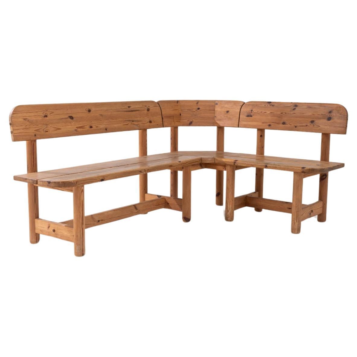 20th Century Danish Wooden Corner Bench 