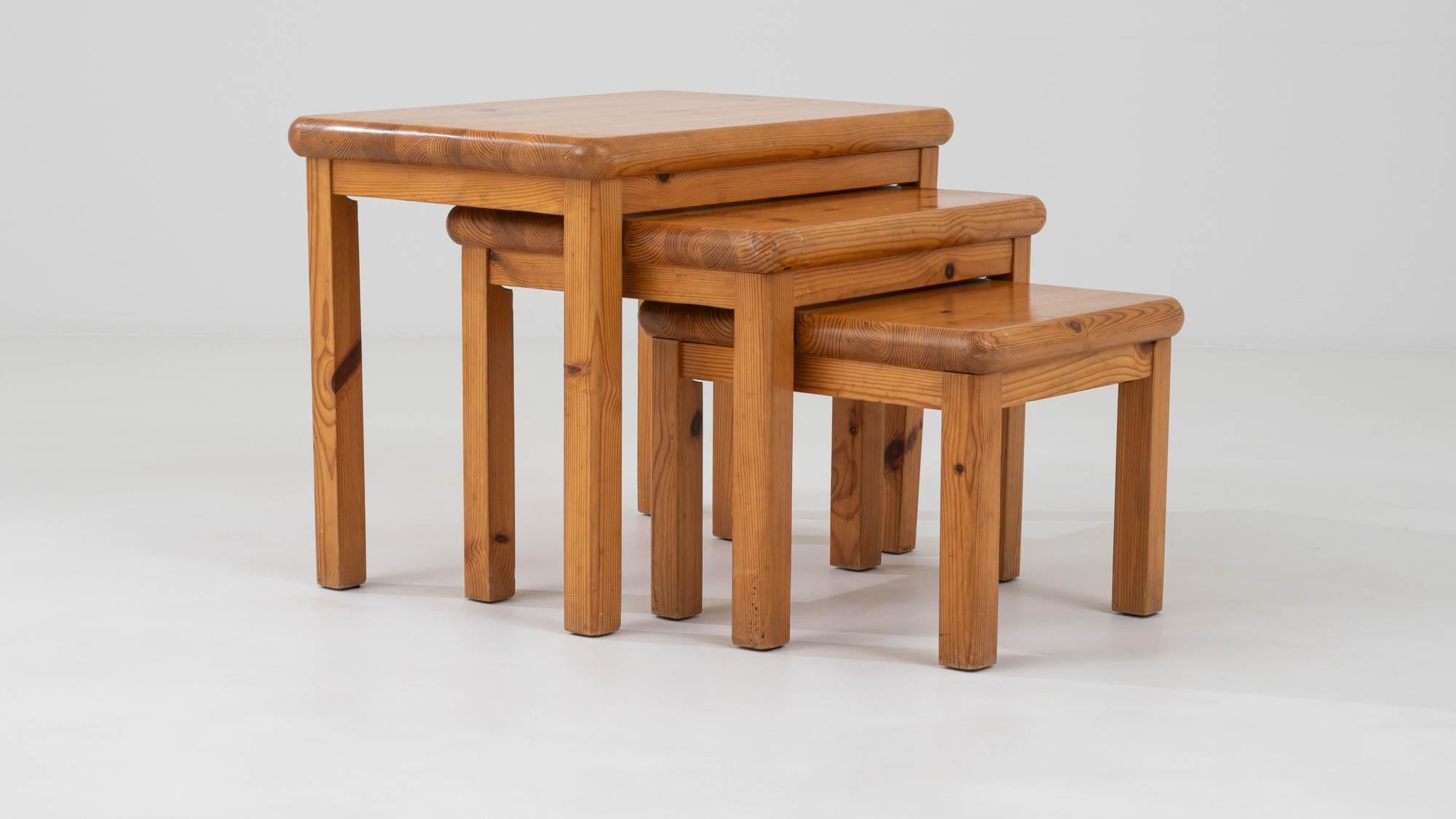 20th Century Danish Wooden Nesting Tables, Set of 3 For Sale 5