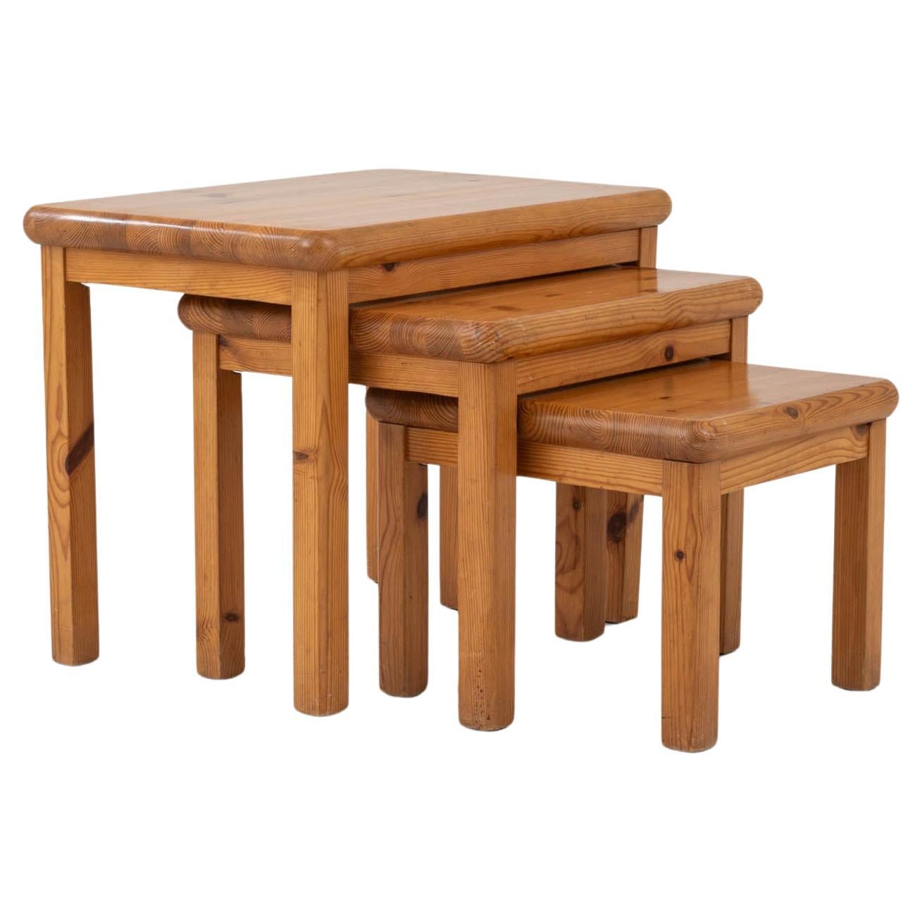 20th Century Danish Wooden Nesting Tables, Set of 3 For Sale