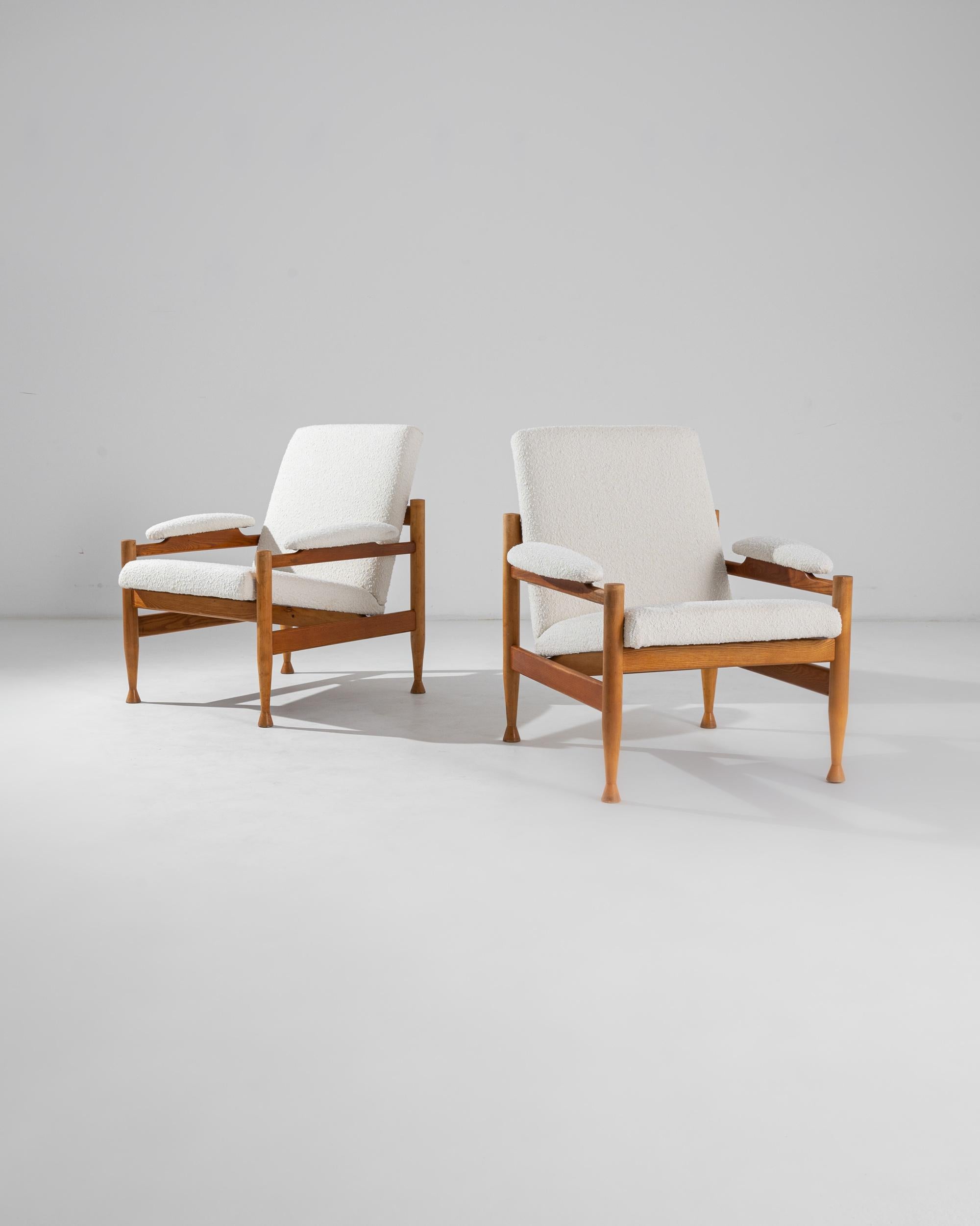 20th Century Danish Wooden Upholstered Armchairs, a Pair 5