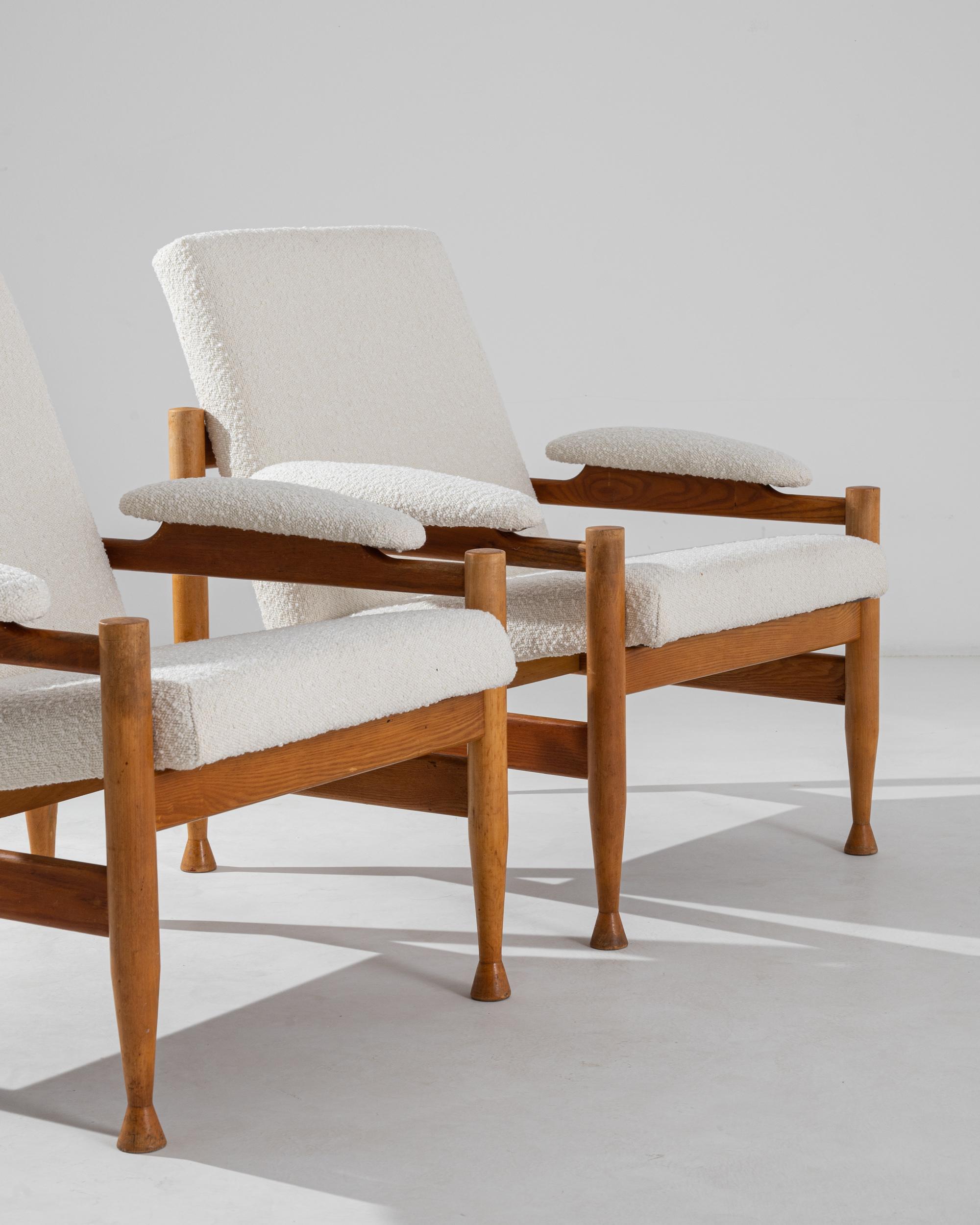 Mid-20th Century 20th Century Danish Wooden Upholstered Armchairs, a Pair
