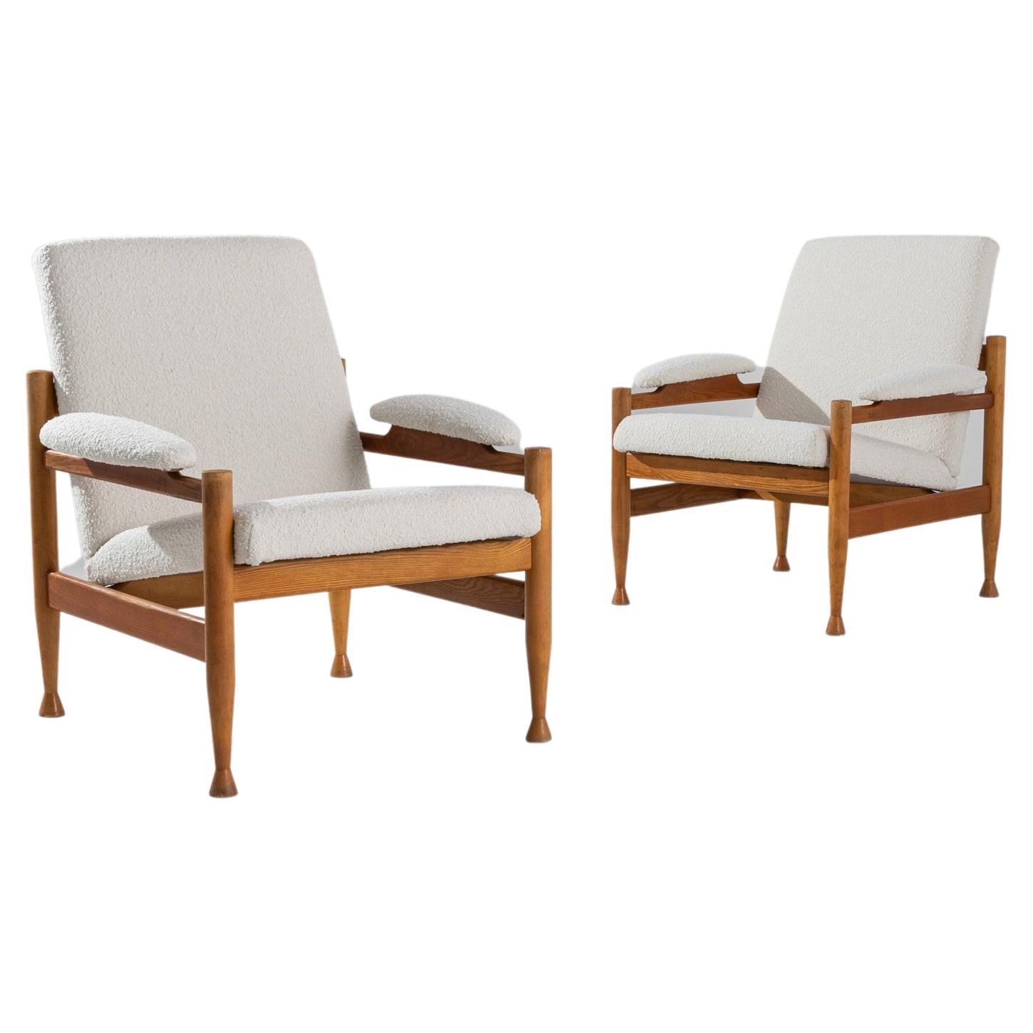 20th Century Danish Wooden Upholstered Armchairs, a Pair