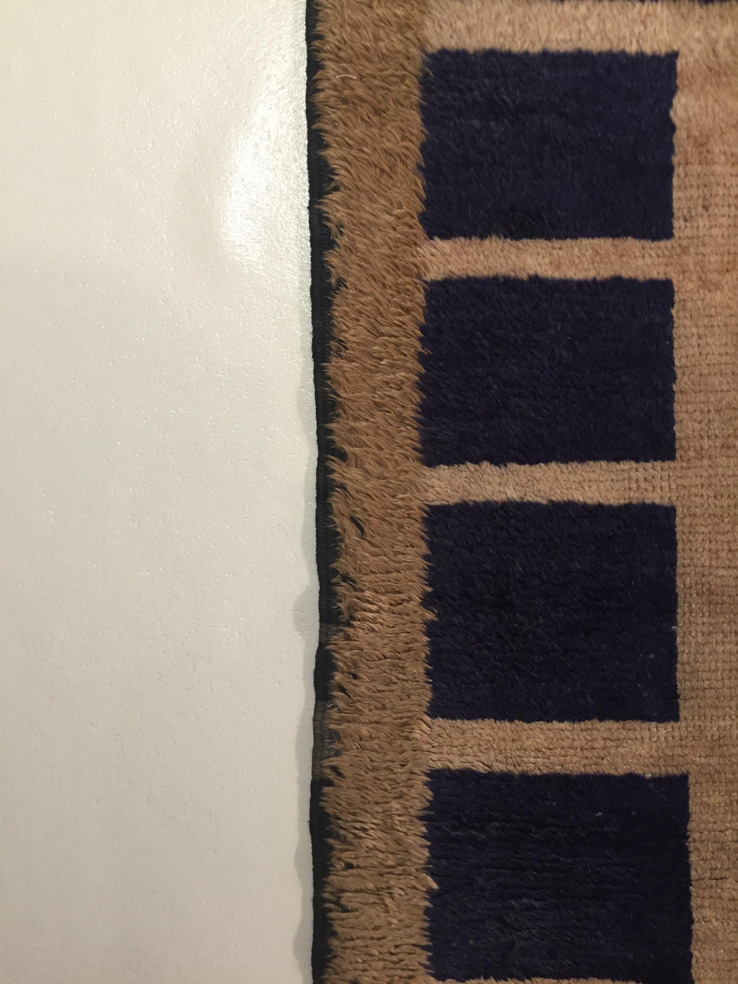 20th Century Dark Blue and Beige, Natural Wool, Turkish Tribal Tulu Rug, 1960s 5