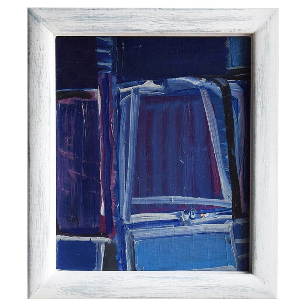 Nature morte abstraite française du 20e siècle, bleu foncé, par Daniel Clesse