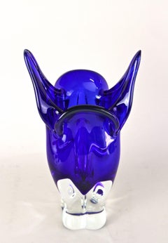 20th Century Dark Blue Murano Glass Vase, Sommerso Murano, Italy ca. 1960/70