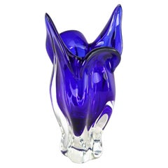 20th Century Dark Blue Murano Glass Vase, Sommerso Murano, Italy ca. 1960/70