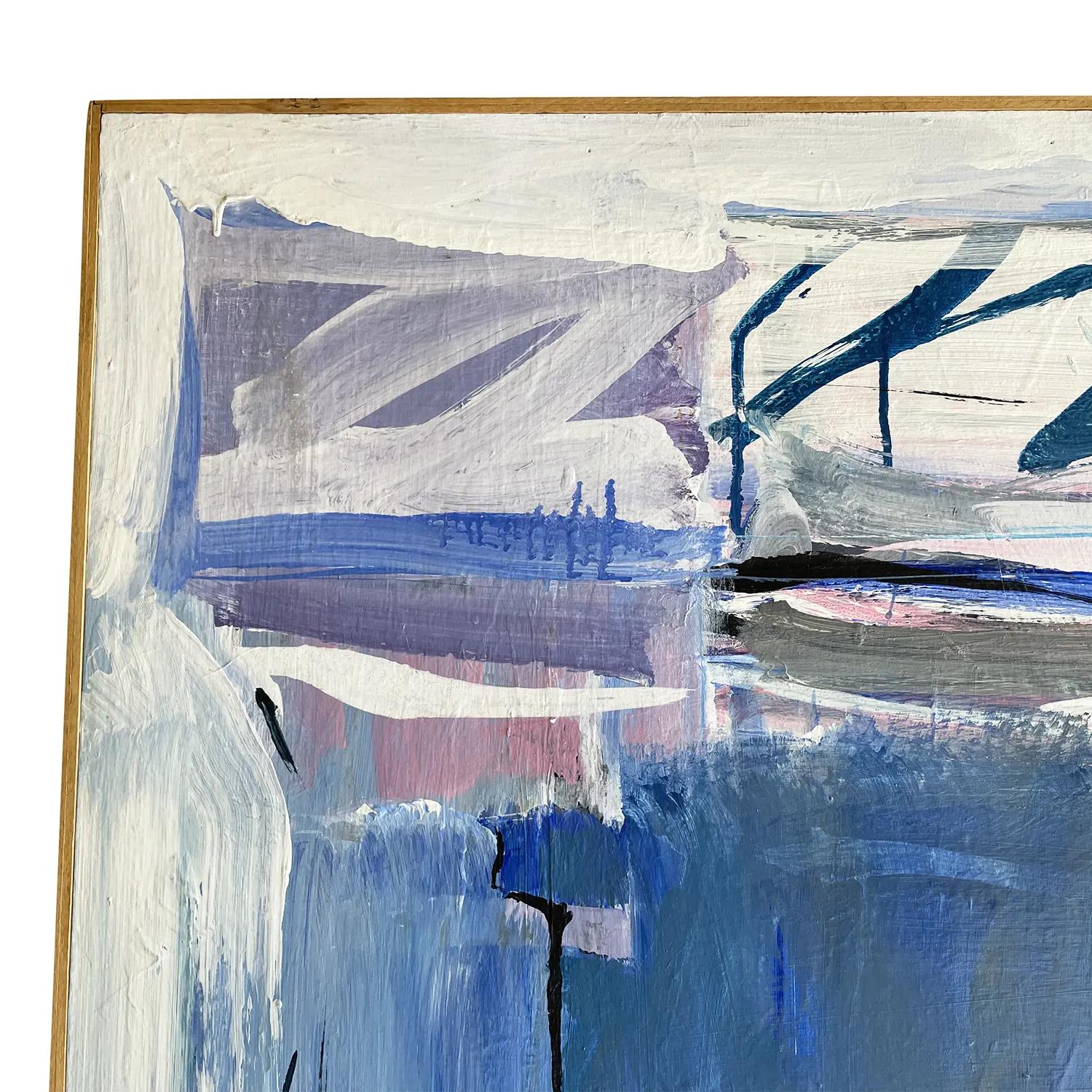 20th Century Dark-Blue, Pink French Modern Abstract Painting by Daniel Clesse 1